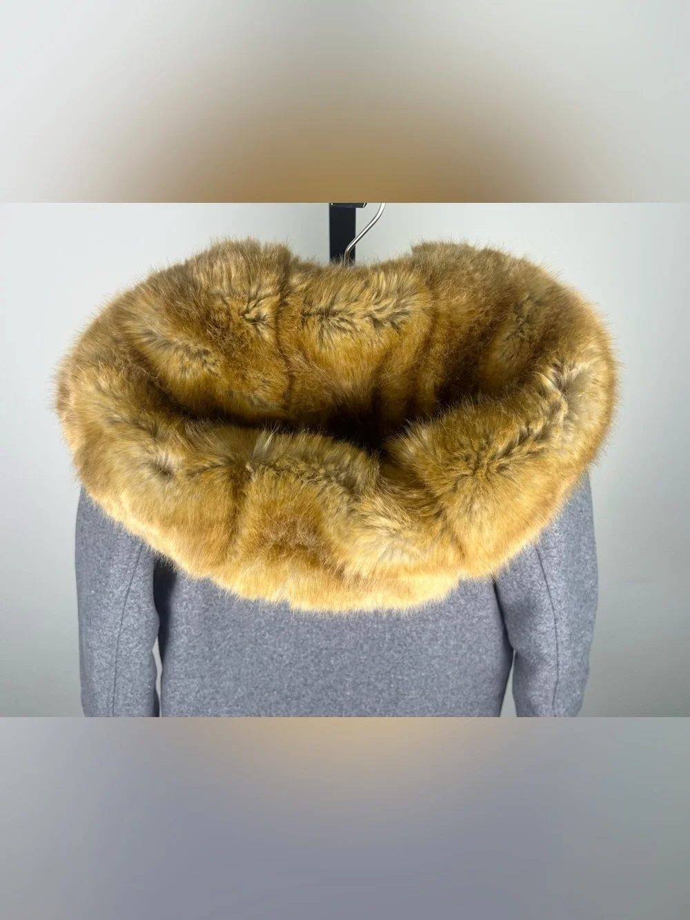 Chloé Girls Wool Fur Hooded Coat/Jacket, Gray, Size 8